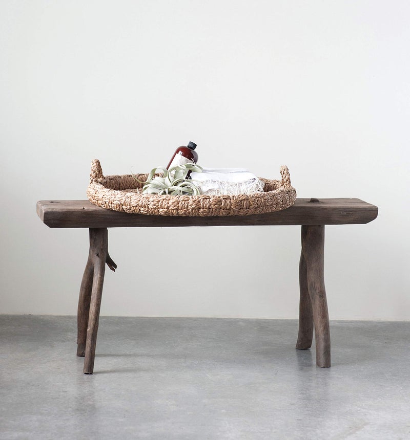 Creative Co-Op Round Braided Bankuan Tray with Handles - Image 3